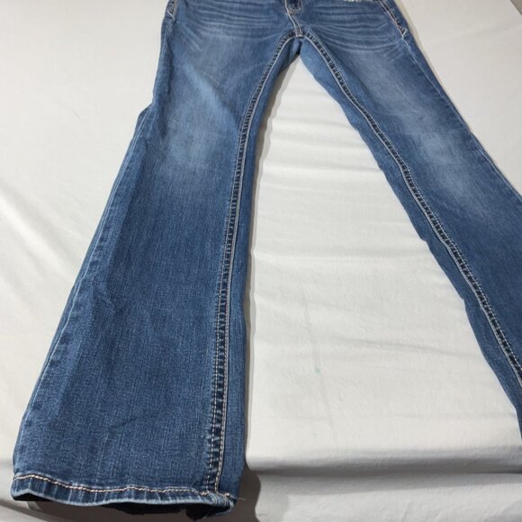 Grace In L.A. Womens Embellished Bootcut Jeans Size 28 Blue Denim With Decorativ - Picture 7 of 11